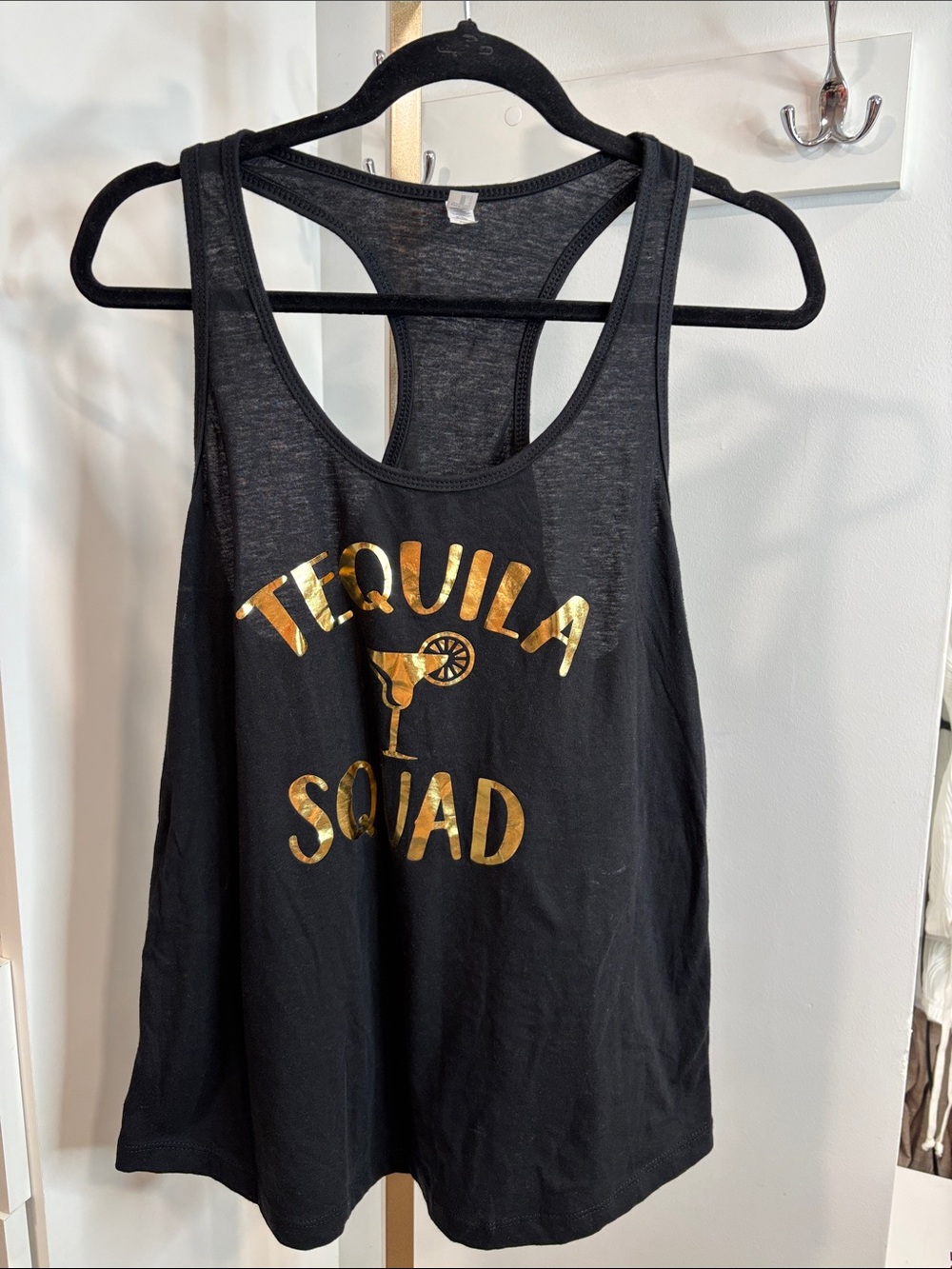 Tequila Squad Black Graphic Racerback Tank Top